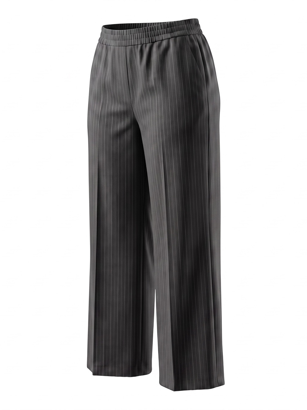 Matty M Women's High Rise Wide Leg Pull-on Pinstripe Pants Midnight | XL